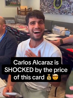 Carlos Alcaraz reacts to the price of his 1/1 trading card 😯 #carlosalcaraz #alcaraz #carlitos #tennis #spain 