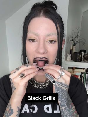 Black Mouf - custom black grills made just in time for the spooky season 🖤🖤🖤 If you want some hit up Jo Holland on IG #halloweenlook #blacklipstick #gothtok #grills 