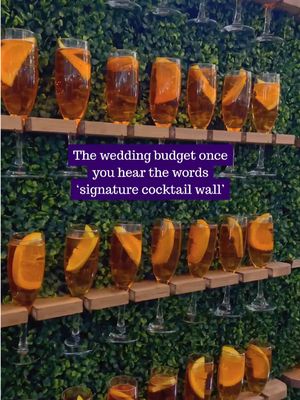 They say love is priceless… so is this cocktail wall, apparently. 🥂 #weddinginspo #weddingwall #signaturecocktail #weddingbudget #weddingdrink 