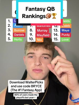 Fantasy Football QB Rankings🏈🏆 #fantasyfootball #fantasycontent #fantasyqbs #fantasyrankings #titanswalterpicks 