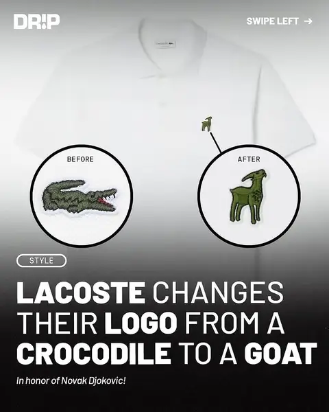 In honor of tennis star Novak Djokovic, Lacoste has dropped a special collection swapping their iconic crocodile for a goat emblem ‼️ (The classic crocodile is still here, Lacoste just released a special collection for Djokovic who is playing in the US Open) #lacoste #lacoste🐊 #USOpen #novakdjokovic #streetwear #hypebeast #fashiontok 