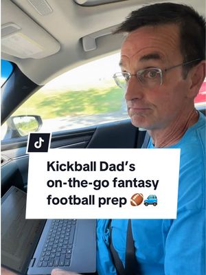 This is the kind of dedication it takes to become a champion 🏆🏈 #ad Kickball Dad is preparing to defend his fantasy football crown with AT&T Connected Car™ 🚙 @AT&T  Click the link in my bio to try AT&T's 4-Day Test Drive and enjoy 4 days of complimentary unlimited data for your eligible vehicle, offer runs from 8/25-9/08! #ATTConnectedCar #ATTInfluencer