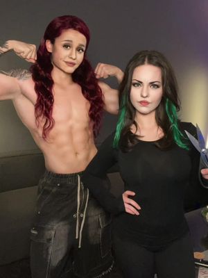 Jade and Cat had a reunion 🙈 @Victoria  products used: @Huda Beauty easy blur foundation, easy bake setting powder  @ColourPop Cosmetics powder blush, black crème gel liner  @Kosas brow pencil  @urban decay all nighter setting spray  #victorious #arianagrande #catvalentine #makeuptutorial #makeup 