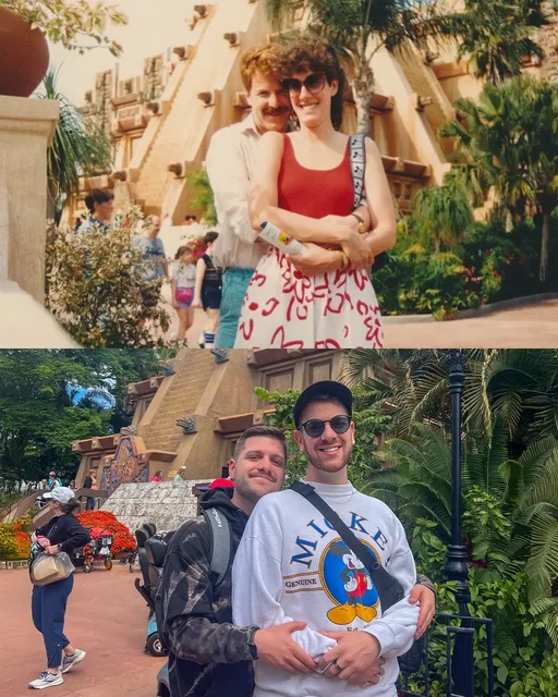 My boyfriend and I asked strangers to take pictures of us and help recreate my parent’s 1986 honeymoon to Walt Disney World. Epcot had only opened a few years earlier! @Disney Parks  #disneyworld #epcot #disney 