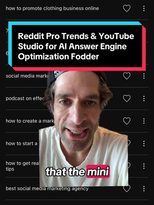 #greenscreen AI SEO/AEO & where to start 101 for @Reddit & @YouTube  (before the long list of 3P $ tools) Interested in takes and recos from actual real world implementations with wildly simple basic cause and effect clear results @VaynerMedia  #chatgpttips #googlesearchconsole 