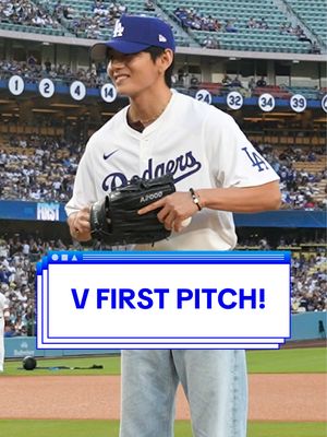 Taehyung’s first pitch? Mic Drop. #dodgers #sports #losangeles #bts #kpop 