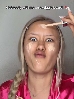 GRWM ON A WIGGLE BOARD 🫨🫨🫨🫨 #makeupchallenge #makeup #beauty #BeautyTok #trend  
