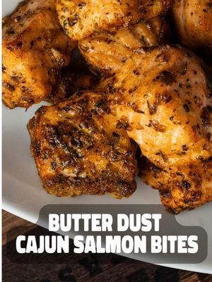 You BUTTER believe these Butter Dust Cajun Salmon Bites are Dan-O-Myte! 🔥 #salmon #danosseasoning #Foodie #airfryer #EasyRecipe 