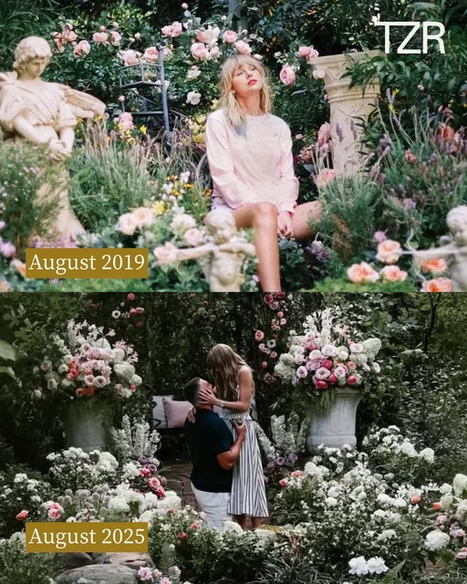 Taylor really said Lover 2.0 💍🌸 #TaylorSwift and #TravisKelce’s engagement had fans screaming when they noticed the garden looked just like her #Lover promo shoots. Our Easter egg queen never rests. 📷: Taylor Swift