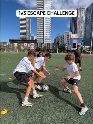 Can you get out? 1v3 in tight spaces ⚡️ The ability to manipulate the ball under pressure is what separates good players from great ones #Soccer #Football #SoccerTraining #SoccerSkills #SoccerDrills