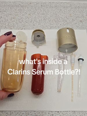I love Clarins Double Serum but the inner workings have always been a mystery, until now! Let's put our safety goggles on and take a look inside 🥽🔧 If you're interested in all aspects of beauty I recommend following @Allison Turquoise she does very interesting vids about product packaging! #clarinsdoubleserum #productpackaging #beautynerd #skincarenerd 