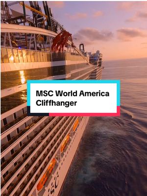 You’ll want to try this on your next cruise 🔥 The Cliffhanger on MSC World America is the first and only over-the-water swing ride at sea — delivering some of the best views from deck 20 you won’t forget. 📸: @Jedeye  #MSCCruises #MSCWorldAmerica #cruisetok #cruiseship #cruiselife