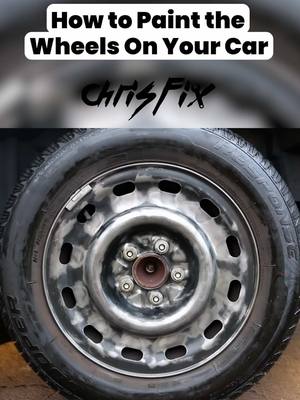 How to paint your car wheels step by step.  This easy DIY shows how to clean, sand, prime, spray paint, and clear coat your rims for a brand new look. Perfect budget car mod anyone can do at home! #ChrisFix #HowTo #CarMods #DIY #WheelPainting