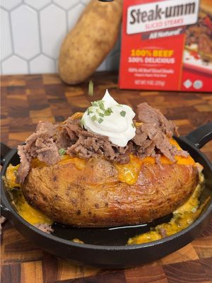 Loaded Steak Potato 🥔 w/ @Steak-umm. Upgrade your dinner! #steakummpartner #ad #Recipe