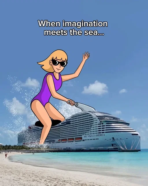 Did you expect the Aquapark to look like that? 🍝 This artist gives MSC World America and MSC Ocean Cay a makeover you definitely didn’t see coming 🌀 📸: @robinyayla on Instagram #MSCCruises #MSCWorldAmerica #cruisetok #cruiselife #cruiseship