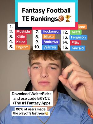 Fantasy Football TE Rankings🏈🏆 #fantasyfootball #fantasycontent #fantasyrankings #terankings #titanswalterpicks