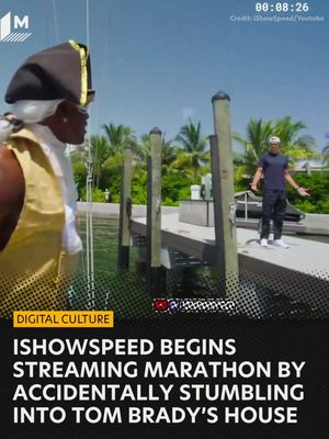 He didn’t run into his idol, Cristiano Ronaldo, but he stumbled into the next best thing, Tom Brady. IShowSpeed kicked off his 35-day nonstop YouTube streaming marathon in Miami and somehow found himself on Tom Brady’s dock to start things off. Looks like he’ll have a wild month ahead if this is how it starts. Credit: iShowSpeed/Youtube #ishowspeed #tombrady #fyp #kick #twitch
