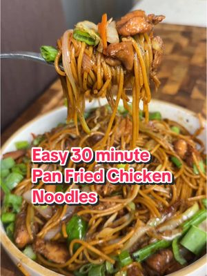 SAVE THIS ‼️ EASY 30 minute Pan Fried Noodles 🤯 (recipe 👇🏽) EXQUISITE EATS!!! My debut cookbook is now available for preorder!!! 85+ delicious and healthy recipes to help you achieve your goals! Link in my bio 🙌🏼❤️ Macros per serving (makes x3): 582 Calories | 46g P | 63g C | 16g F  Ingredients: 8oz Barilla Protein Spaghetti, measured dry🍝  2 cups cabbage, thinly sliced 🥬  4-5 stalks of green onions, separated white parts from green. Slice white parts in half and green parts cut into 3 in pieces. 1 medium onion, thinly sliced 🧅  1 cup shredded carrots 🥕  4-5 garlic cloves, finely minced For the chicken marinate: 1 lb Chicken thighs, 1/4 inch slices 🍗  2 tbsp Oyster sauce  1 tbsp light Soy sauce 1/4 tsp Pepper 1/4 tsp Baking soda For the Sauce:  3 tbsp light soy sauce  1 tbsp Dark soy sauce 2 tbsp Oyster sauce 1 tbsp Shaoxing wine 1 tablespoon Sugar 2 tsp sesame oil Instructions: 1. Cook the protein pasta until al dente 7-9 mins then set to the side. 2. In a medium size bowl, marinate cubed chicken thighs with the ingredients listed under the chicken marinate section above. Set aside for 10 mins :) 3. Prep veggies, cut 4-5 green onions separate whites then cut the whites in half then cut the green part into 3 sections. Mince 4-5 garlic cloves finely and thinly slice some white onions and cabbage. I used the pre cut shredded carrots 🥕  4. Make the sauce for the noodles by mixing the ingredients in the “for the sauce section” above👆🏽  5. On high heat add 1 tbsp of avocado oil, sear the chicken for 4 mins per side then set aside. 6. Spray some avocado oil in the same pan then add the white onions, shredded cabbage, carrots, and garlic. Sautee for 3-4 mins on high then add the noodles and the chicken 7. Add the sauce and cook for another 3-4 minutes on high then add the green onions and turn the heat to low 8. Cook for another minute then serve up! Enjoy! 😍 . . . . #icekarim #healthyrecipes #EasyRecipes #mealprep #quickrecipes 