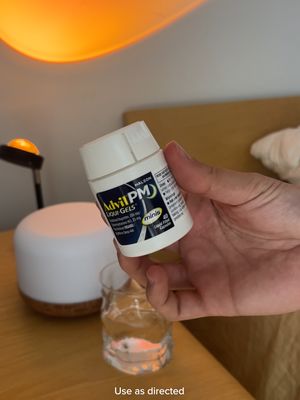Back pain tried to ruin my night. Advil PM Liqui-Gels Minis deliver fast pain relief and help me fall asleep 2x faster.* Finally, up to 8 hours of restful sleep.  *Compared to no treatment.