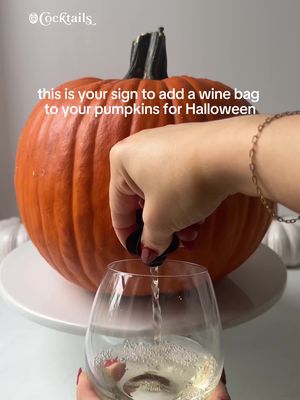 Serve your wine in festive style 🎃 This is your sign to add a wine bag to your pumpkins this season. #pumpkin #wine #winedispenser #halloween #fall 