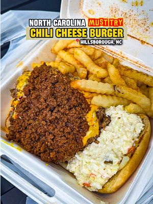 🗣NC Best Chili Cheese Burg? - Hillsborough, NC 😱 Trap! This burger so big you might need to call a tow truck to get it home! We’ve received hundreds of request to check out this spot so thank you all for not gatekeeping. So here I go, pulling up to one of Hillsborough’s oldest black owned restaurants. With over 1,000 raving google reviews and tons of you saying it’s “LIKE THAT”, I’m happy to report that the Duke Chili Cheese Burger is easily one of THE BEST Chili Burgers in the State! 🍰🚗💨 Enough said, your turn to get 🅃🅁🄰🄿🄿🄴🄳! PROTIPS: 🚨 Open Mon-Sat ⛔️ ALL food made to order! 📌 Be patient “IF” there are crowds ••••••••••••••• 📍Big Bob City Grill ⭐️ 5 out of 5 584 Cornelius St, Hillsborough, NC ••••••••••••••• #ncfoodie #nccheck #nctiktokers #northcarolina #charlotte 