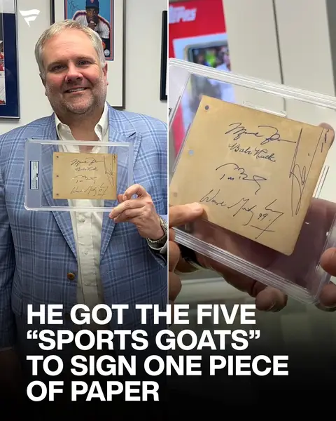 Collector Patrick Ryan just completed what might be the most unique sports collectible in history - a single album page signed by Michael Jordan, Babe Ruth, Lionel Messi, Tom Brady, and Wayne Gretzky. The story started nearly 90 years ago when Babe Ruth first signed the page in the mid 1930s. Patrick realized it was the perfect canvas to unite the greatest names from every major team sport. “I looked at that Babe Ruth page and realized it was right for additional signatures,” he said. At a Sotheby’s x Fanatics auction in New York, Ryan brought the page straight to Tom Brady. “I gave him a ticket from the 1981 NFC Championship game he attended as a kid,” Ryan said. “His eyes lit up, and when I asked him to sign the Ruth page he was gracious. That really set me off on the journey.” Gretzky’s signature came through friends in Chicago, and months later Patrick met him in person and showed him the complete album page. Messi’s signature came through a private signing in Miami. The hardest part was Jordan. After a viral video sparked doubt he could ever secure it, Ryan quietly found a way. “I did not want this to feel brokered,” he said. “I wanted it to happen organically, and thankfully it did.” The page was finally complete, and fittingly Brady was the first to react to it in person. “He has Super Bowl rings, incredible cars and watches, but his reaction to this was genuine,” Patrick said. “That meant everything.” Now, museums are already calling, but Patrick is holding on. “I’ll keep it until I pass away, then it will go to a museum,” he said. “You can replace almost anything in this hobby, but not this.”