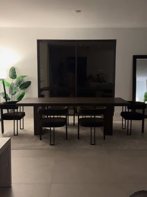 Replying to @Ambitious_Dream28 final reveal of the dining room table! The chairs and rug are from @Wayfair and linked on my IG storefront. 🤎 love the way everything turned out. 
