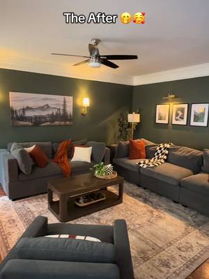 The difference though 😱😅This upgrade was long overdue but now I have the cozy, moody, comfy living room I wanted 🥳 #beforeandafter #livingroom #roomupgrade #moodyvibes #moodyaesthetic 