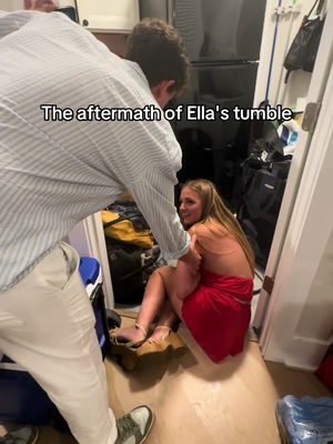 Tommy helped Ella up after her tumble 