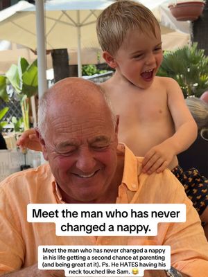 The man who never changed a nappy in his life getting a second chance at parenting (and being great at it). There are few things as heartwarming. Ps. He HATES having his neck touched like my brother Sam so this is hilarious. It’s a full on phobia. Sam sleeps with both hands tucked up around his neck on guard every night. #grandparent #boymom #toddler #3yearold #familyholidy 