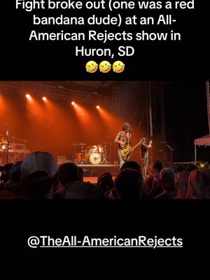 So a random fight broke out at the All-American Rejects show at the South Dakota State Fair tonight. Tyson and crew handled it very well and humorously. Awesome awesome show by the way, loved every minute of it!! :) #theallamericanrejects #southdakotastatefair 