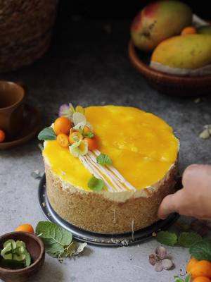 Mango Cheesecake ❤️ The full recipe is in my website, the link is in bio!