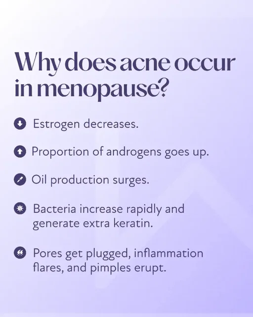 Breakouts after 35? Yep, it’s a thing. Hormonal shifts during perimenopause and menopause can bring surprise guests: breakouts. Up to one-third of adult acne cases are in women over the age of 25, and it often flares around the chin, jawline, or even the chest and back. Blame it on the drop in estrogen levels, rising androgens, stress, and even certain foods. The result? Oily skin, clogged pores, and sometimes a hit to your confidence. But here’s the good news: Understanding why this happens is the first step to managing it and feeling good in your skin again. 💜 👉 Curious about what’s happening beneath the surface (and how to calm it down)? Our Symptoms Journal is here to help. Click the link in our bio! #acne #acnebattle #menopauseacne #menopausesymptoms #secondpuberty        