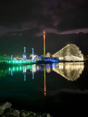 Rising from the depths, The New Atlantis welcomes the dawn at #seaworldaus 🌊 🔱 🐉 #fyp #foryou #goldcoast #thisisqueensland 