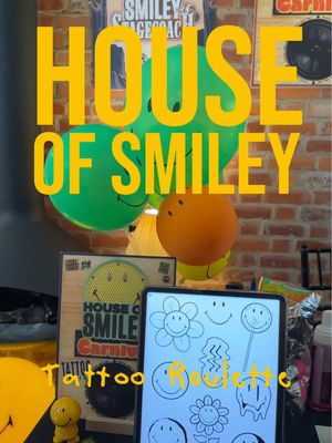 Play a game of Smiley tattoo roulette 🎲💛 #smiley #houseofsmiley #carnival #nottinghillcarnival #tattootiktok 