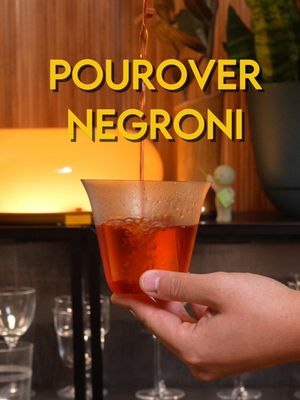 Pourover Negroni Mezcal, Campari, Sweet Vermouth, Coffee On today’s episode of Cafe MSG we’re going to use a mezcal negroni to brew coffee. This isn’t a new concept, James Hoffman, Kwant, and various others have covered it, but I think its just a cool method to add a twist to a classic negroni when entertaining people (the theatre! the ritual!)  2 oz mezcal 2 oz sweet vermouth 2 oz Campari 1 oz water 15 g medium fine ground coffee beans Add mezcal, sweet vermouth, Campari, and water to a vessel and store in fridge until cold/ ready to use. When ready to serve, add coffee grinds to a dripper, then pour the negroni over the coffee grinds. Wait for it to finish steeping and filtering, about 5 minutes, then serve. #fyp #cocktails #coffee 
