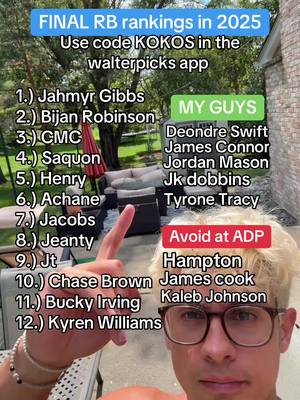 Final RB rankings for fantasy 2025#walterpicks #nflfootball #fantasyfootball #fantasyfootballtips #fantasyfootballadvice2025 