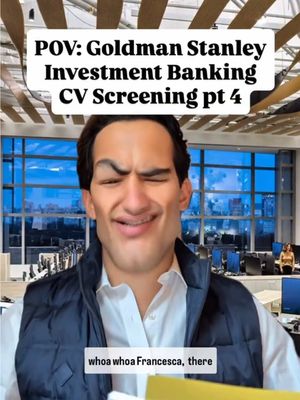 Who will make it through the screening for Goldman Stanley’s top M&A team, the TMT team, today?! #finance #corporate #interview #corporatelife #cv 