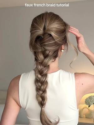 fall hairstyle inspo🤎faux french braid this braid is perfect if you have layers or you want a style that actually holds all day. how to do a faux french braid step-by-step: 1. Gather all the hair just below your temples, and secure it with a small hair elastic.  2. Using your index fingers and thumbs, create a clean opening just above your hair elastic, and flip your ponytail up, and pull it all the way through the opening. 4. Gather the hair on both sides above your ears. 5. Begin a classic three strand braid by crossing the right section over the middle, then the left over the new middle. 6. Take a section of hair from behind your ears on the right, add it to the right strand, and cross it over the middle. 7. Take a section from the left, add it into the left strand, and cross it over the middle.  8. Any remaining hair at your neck can now be added to your right, and continue braiding all the way down.  9. Secure with a hair elastic, then loosen the braid to create that soft, romantic look. I’m wearing my @Luxy Hair 20” Seamless Dimensional Natural Blonde Extensions Use ALEXGABOURY to save - linked in bio🤍 #frenchbraid #hairtutorial #easyhairstyles #longhairstyles #braidtutorial 