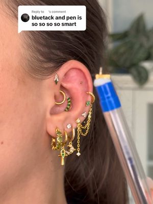 Replying to @️ earrings from @Ericajewelsofficial code: alice25 #earstyling #earcuration #piercinglovers #earstacking #helixpiercings 
