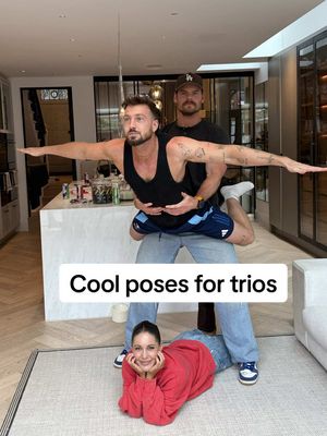 Cool poses for trios, aka if you have a single friend / third wheel. 🛞🛞🛞😅😅😂😂 #posesfortrios #recreatechallenge #posechallenge #samthompson #acroyoga 