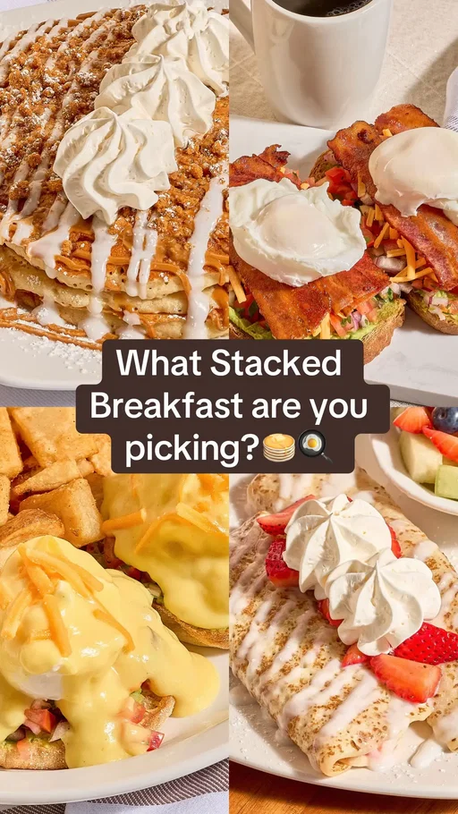 Sweet or Savoury? Both? What creative classic are you picking 👀 #StackedPancakeHouse #fyp #breakfast #brunching #Foodie 