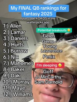 2025 fantasy football QBs #walterpicks #nflfootball #fantasyfootball #fantasyfootballtips 