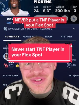 NEVER leave Thursday Night Football players in your flex spot for fantasy football #fantasyfootballtips #fantasyfootball  #fantasyfootballadvice 