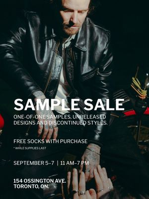 TORONTO SAMPLE SALE THIS WEEKEND- SEPT. 5-7 11AM-7PM 154 OSSINGTON AVE. BE THERE 👊 #clocksandcolours #toronto #torontosamplesale #silverjewelry #mensstyle 
