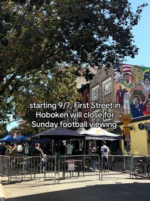 signs of fall in Hoboken = First Street Sundays 🏈🍂  For serval consecutive Sundays, First Street in downtown Hoboken will be closed to vehicles from 10AM - 8PM for football viewing. We’ve got all the deets at TheHobokenGirl.com  #hobokengirl #hoboken #hobokennj #hobokennewjersey #newjersey  