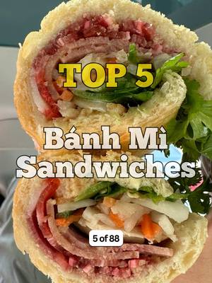 Top 5 Banh Mi Sandwiches in LA, in no particular order. Did I miss your favorite spot??👇 (5 of 88) I’m sharing 88 food items and my Top 5 spots for each 😅 Previous: XLBs Next up: Smashburgers! What item do you want to see next?? #foodmento #lafood #eater #sandwich #banhmi 