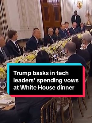 President Donald #Trump hosted #Tech industry leaders, including Meta's Mark #Zuckerberg and Apple's Tim #Cook, for dinner at the #WhiteHouse as they touted their pledges to boost spending in the United States.