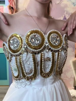 Making my Sailor Moon Princess Serenity dress part 4! 🤩💖 hi so I used inspiration from all forms of this dress (inspo, anime, manga, crystal etc.) and I am so happy with how she turned out!! On to the sleeves! ✨ #sailormoon #cosplay #princessserenity #sewing #DIY 