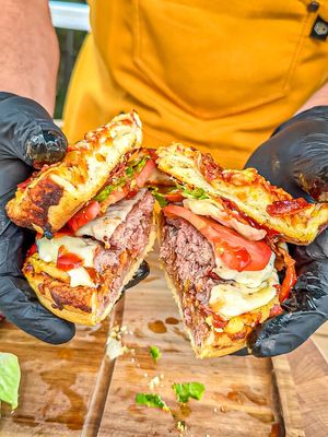 Smoked pizza burgers 🍔 #easyrecioe #dinner #food